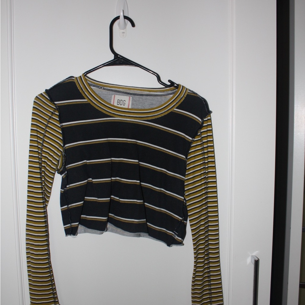 BDG Black and Yellow Fitted Crop Blouse
